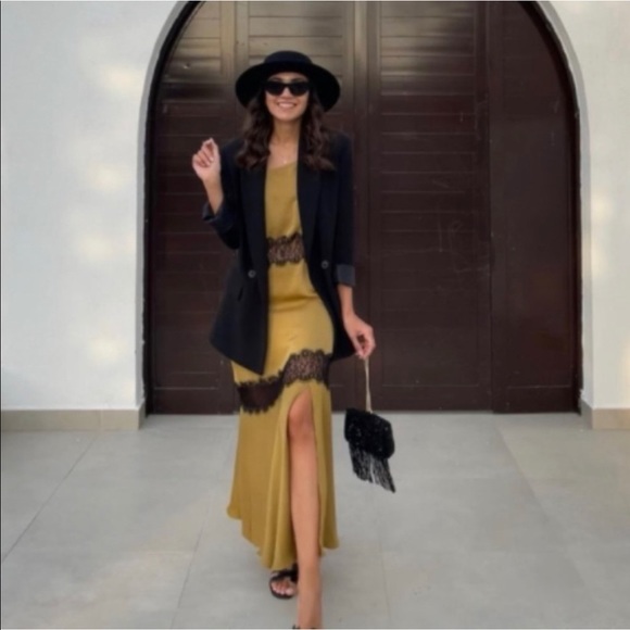 Zara Dresses Bloggers Fav Zara Gold Dress Poshmark